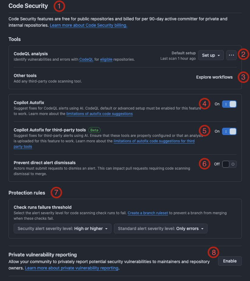 Code Security Options